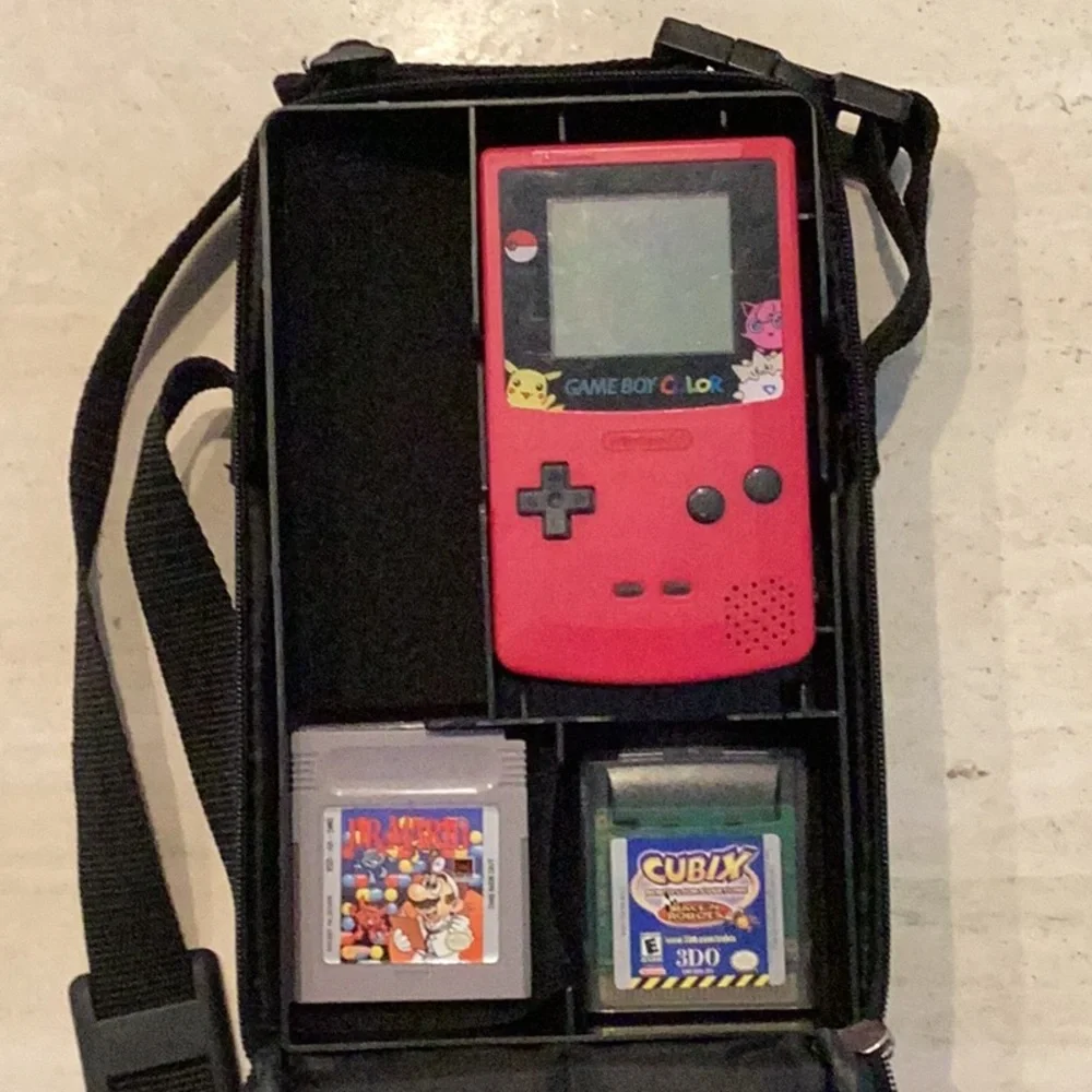 Nintendo GameBoy Console Case Carry Travel Carrying Game Boy Tray Black Large
